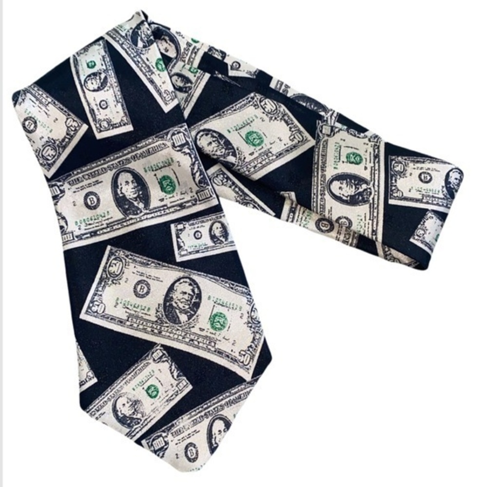 A. Rogers Money Dollar Bills Neck Tie Men’s Designer Silk House